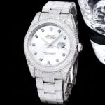 GB Factory Replica Oyster Perpetual Rolex Datejust 41 series Silver steel case with White diamonds Diameter 41mm watch
